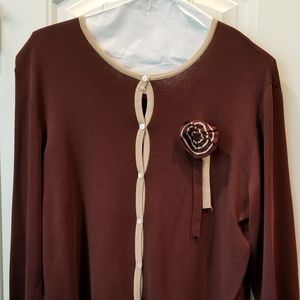 Finity Woman Brown Cardigan Sweater Sz 1X